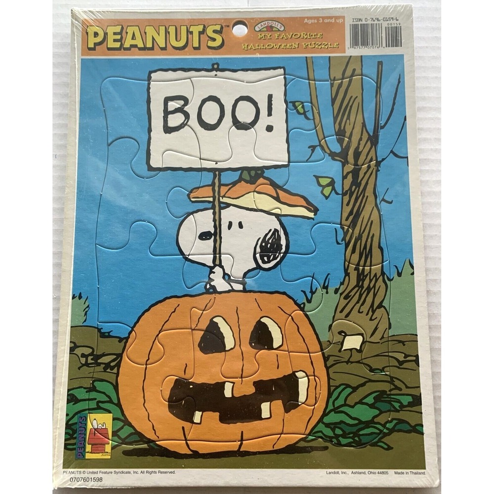 Vtg Peanuts Tray Puzzle NIP Favorite Halloween Snoopy Pumpkin JOL Thailand 8x11